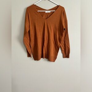 Gently Used MNG Rust V-Neck Sweater - Size M